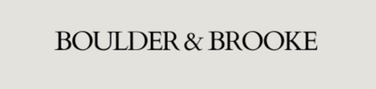 Text 'BOULDER & BROOKE' on a light gray background