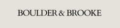 Text 'BOULDER & BROOKE' on a light gray background